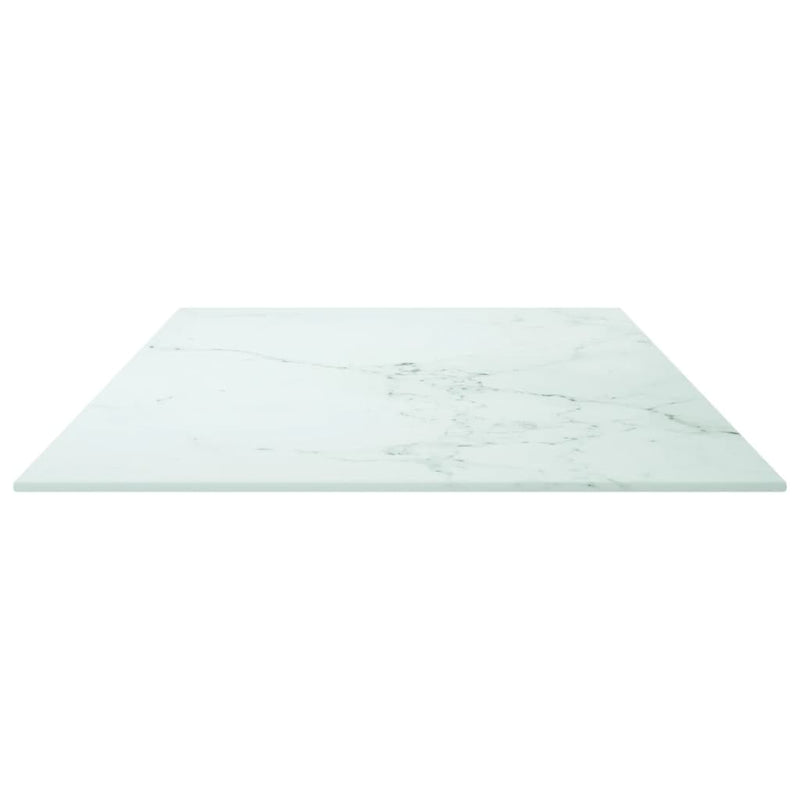 Dealsmate  Table Top White 100x50 cm 6mm Tempered Glass with Marble Design