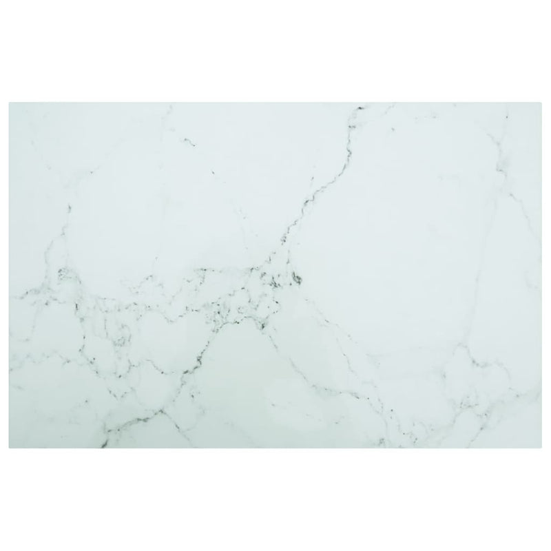 Dealsmate  Table Top White 100x62 cm 8mm Tempered Glass with Marble Design