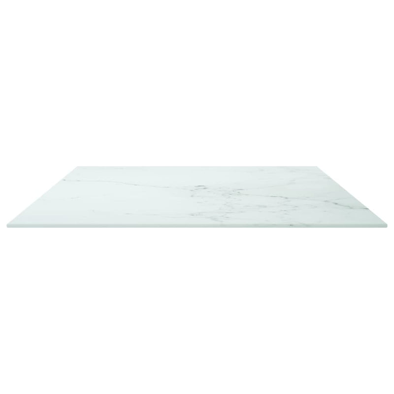 Dealsmate  Table Top White 100x62 cm 8mm Tempered Glass with Marble Design