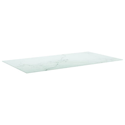 Dealsmate  Table Top White 120x65 cm 8mm Tempered Glass with Marble Design