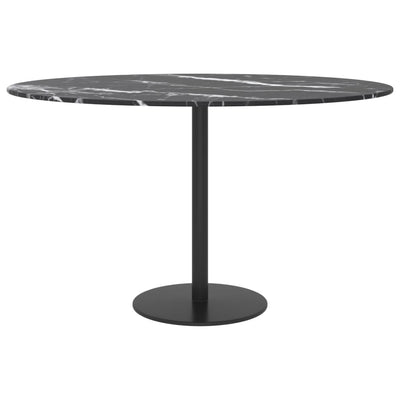 Dealsmate  Table Top Black Ø70x0.8 cm Tempered Glass with Marble Design