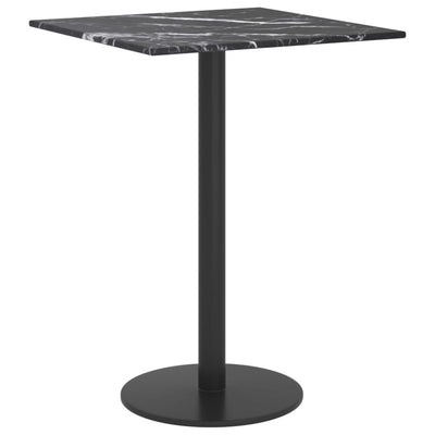 Dealsmate  Table Top Black 30x30 cm 6 mm Tempered Glass with Marble Design
