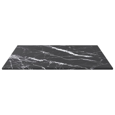 Dealsmate  Table Top Black 40x40 cm 6 mm Tempered Glass with Marble Design