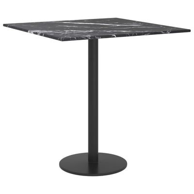 Dealsmate  Table Top Black 40x40 cm 6 mm Tempered Glass with Marble Design