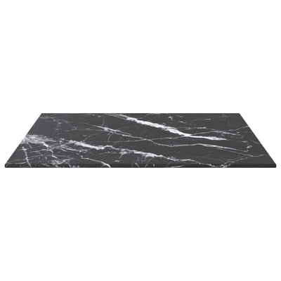 Dealsmate  Table Top Black 50x50 cm 6 mm Tempered Glass with Marble Design