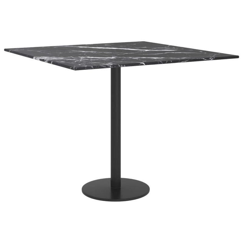 Dealsmate  Table Top Black 50x50 cm 6 mm Tempered Glass with Marble Design