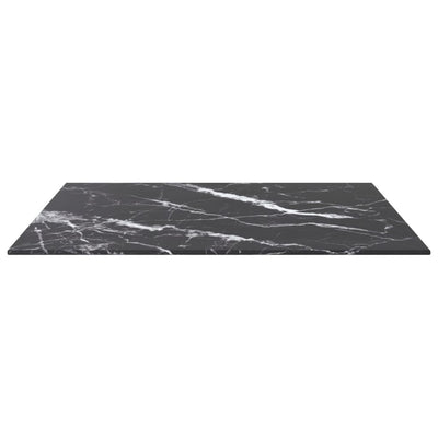 Dealsmate  Table Top Black 60x60 cm 6 mm Tempered Glass with Marble Design