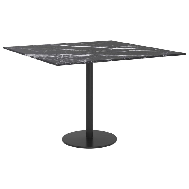 Dealsmate  Table Top Black 60x60 cm 6 mm Tempered Glass with Marble Design
