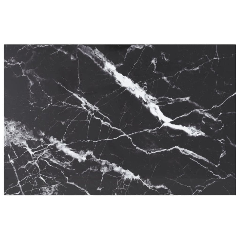 Dealsmate  Table Top Black 100x62 cm 8mm Tempered Glass with Marble Design