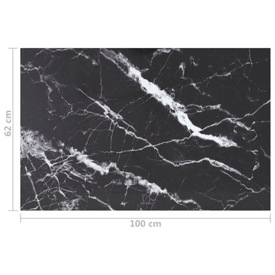 Dealsmate  Table Top Black 100x62 cm 8mm Tempered Glass with Marble Design