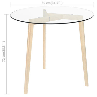 Dealsmate  Dining Table Transparent 80 cm Tempered Glass