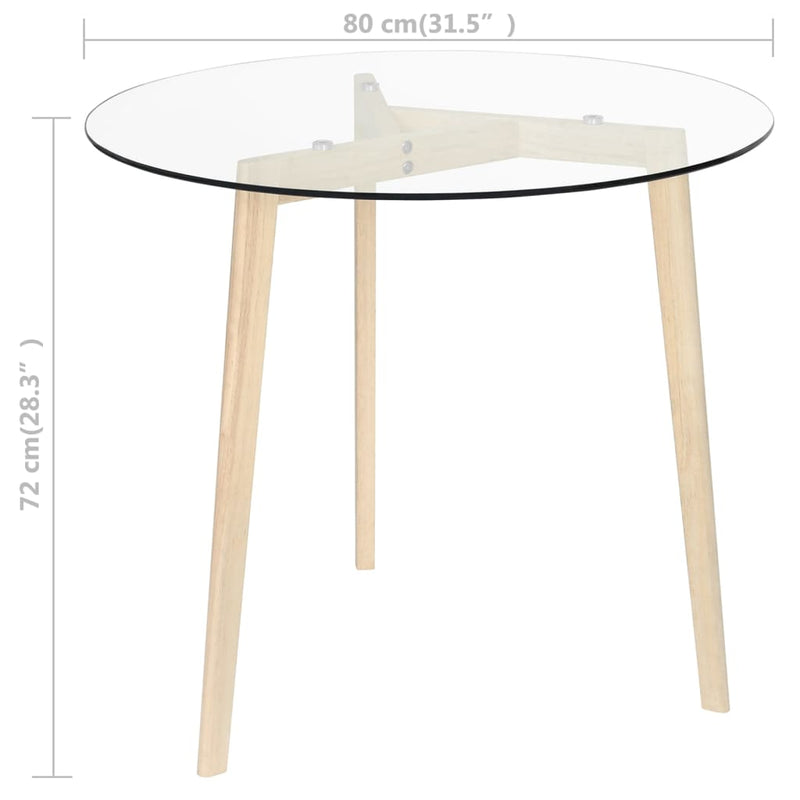 Dealsmate  Dining Table Transparent 80 cm Tempered Glass