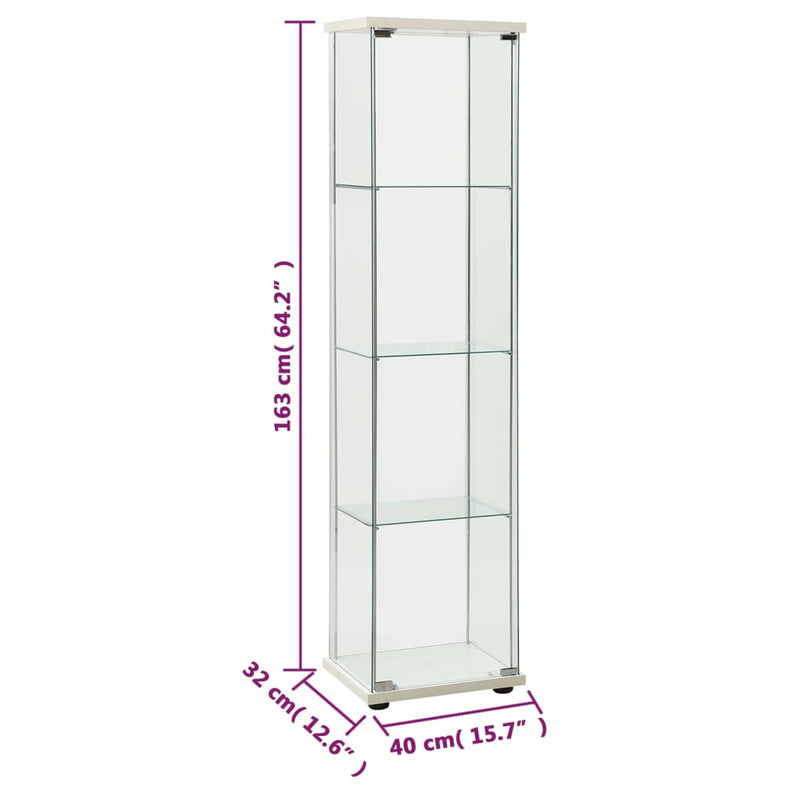 Dealsmate  Storage Cabinet Tempered Glass White