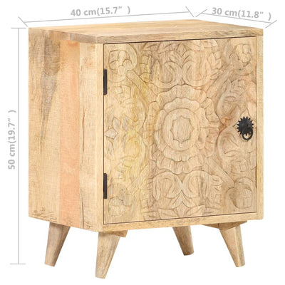 Dealsmate  Carved Bedside Cabinet 40x30x50 cm Solid Mango Wood