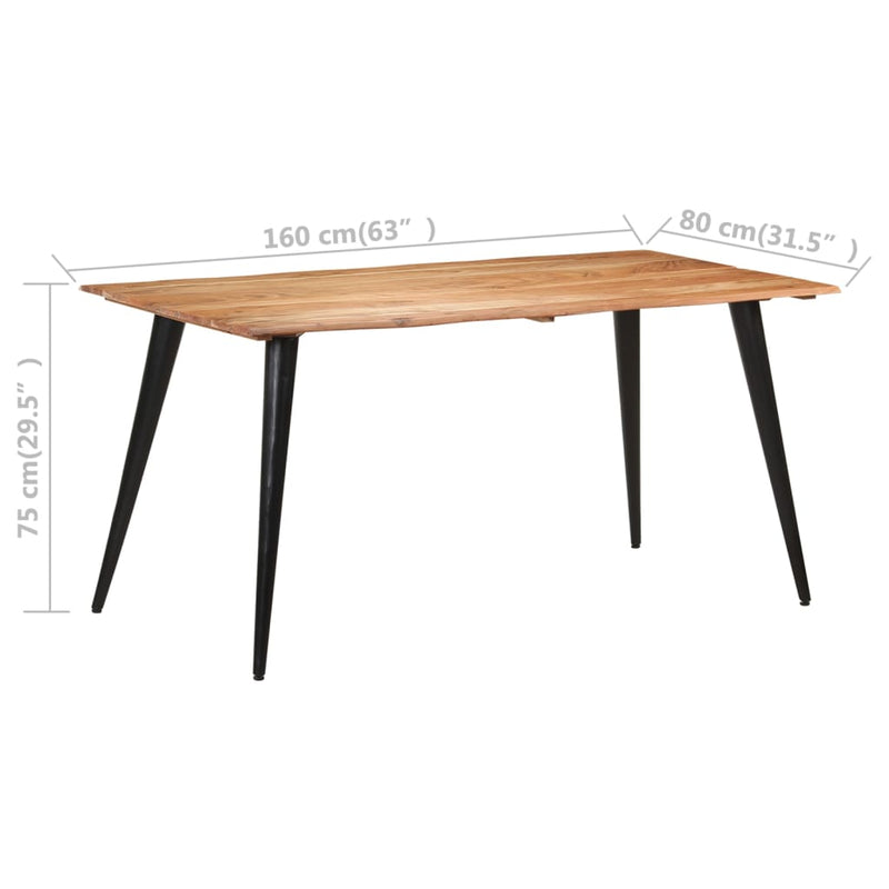 Dealsmate  Dining Table with Live Edges 160x80x75 cm Solid Acacia Wood