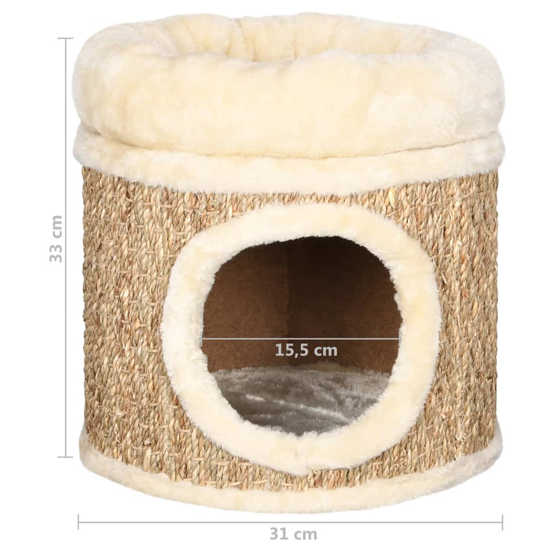 Dealsmate  Cat House with Luxury Cushion 33 cm Seagrass