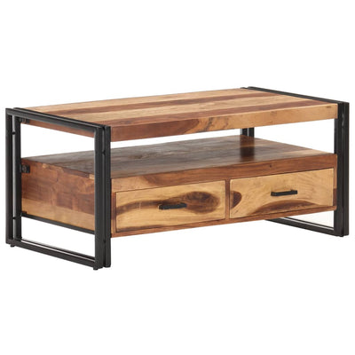 Dealsmate  Coffee Table 100x55x45cm Solid Acacia Wood with Sheesham Finish