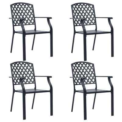 Dealsmate  Outdoor Chairs 4 pcs Mesh Design Steel Black