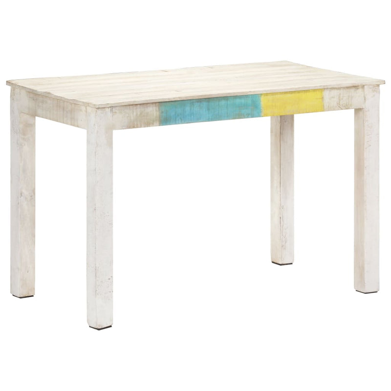 Dealsmate  Dining Table White 120x60x76 cm Solid Mango Wood