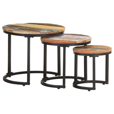 Dealsmate  Side Tables 3 pcs Solid Reclaimed Wood