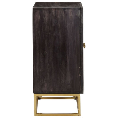 Dealsmate  Sideboard Black 60x35x75 cm Solid Mango Wood