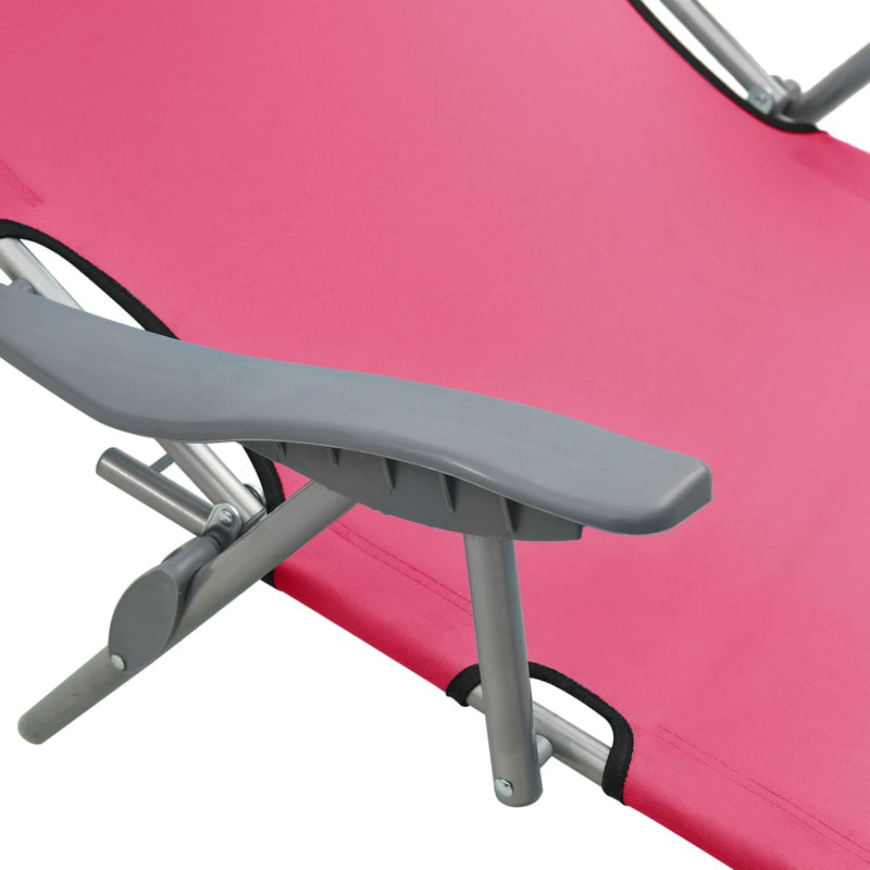 Dealsmate  Sun Lounger with Canopy Steel Pink
