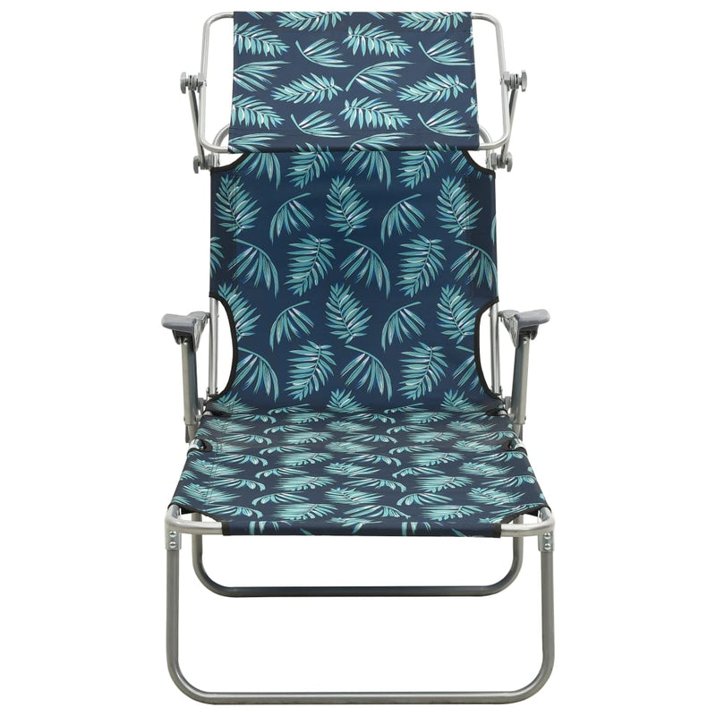 Dealsmate  Sun Lounger with Canopy Steel Leaf Print