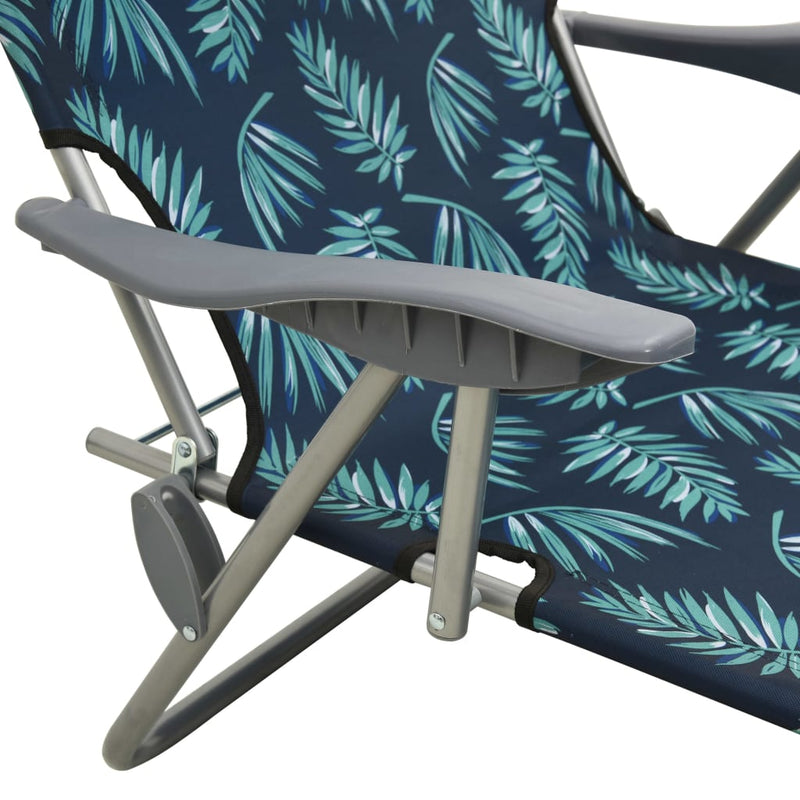 Dealsmate  Sun Lounger with Canopy Steel Leaf Print