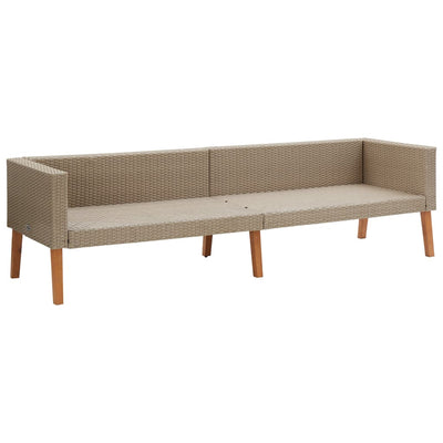 Dealsmate  3-Seater Garden Sofa with Cushions Poly Rattan Beige