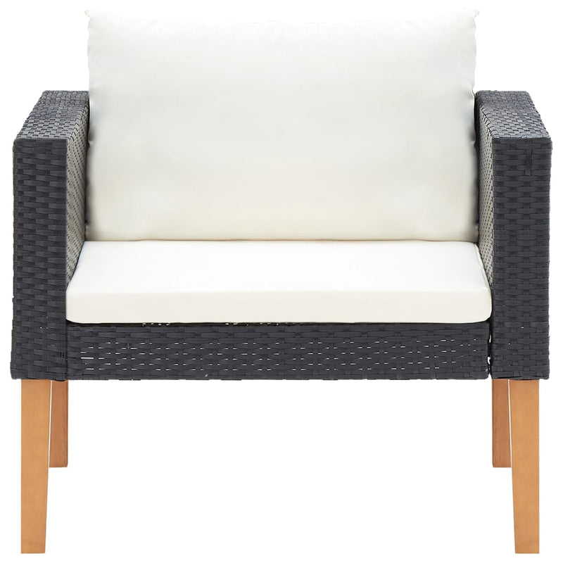 Dealsmate  Single Garden Sofa with Cushions Poly Rattan Black
