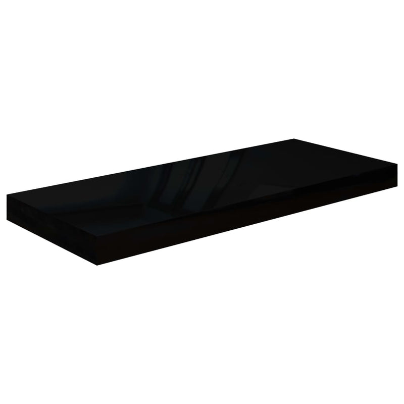 Dealsmate  Floating Wall Shelves 2 pcs High Gloss Black 60x23.5x3.8 cm MDF