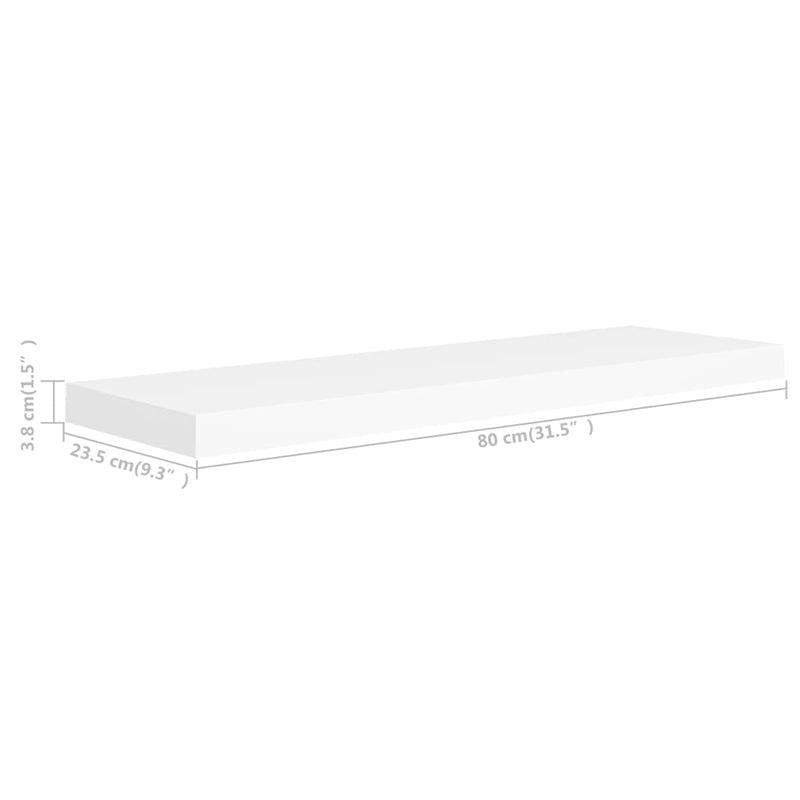 Dealsmate  Floating Wall Shelf White 80x23.5x3.8 cm MDF