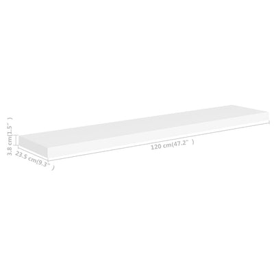 Dealsmate  Floating Wall Shelf White 120x23.5x3.8 cm MDF
