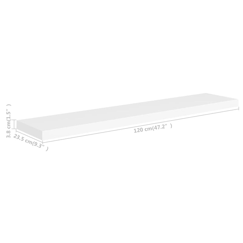 Dealsmate  Floating Wall Shelf White 120x23.5x3.8 cm MDF