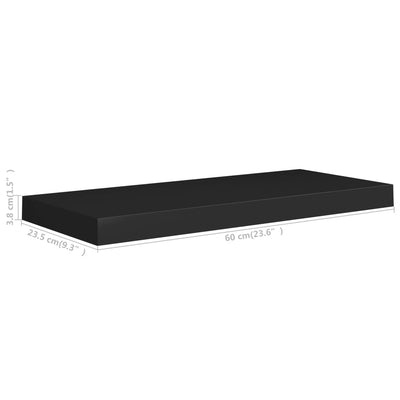 Dealsmate  Floating Wall Shelf Black 60x23.5x3.8 cm MDF