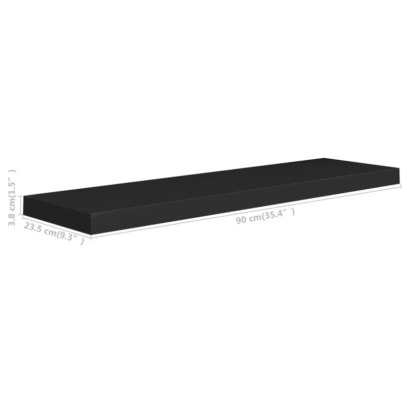 Dealsmate  Floating Wall Shelf Black 90x23.5x3.8 cm MDF