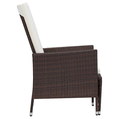 Dealsmate  Reclining Garden Chair with Cushions Poly Rattan Brown