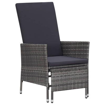 Dealsmate  Reclining Garden Chair with Cushions Poly Rattan Grey
