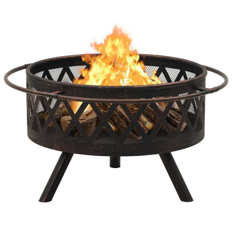 Dealsmate  Rustic Fire Pit with Poker 76 cm XXL Steel