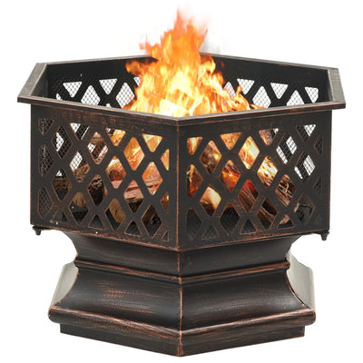 Dealsmate  Rustic Fire Pit with Poker 62x54x56 cm XXL Steel