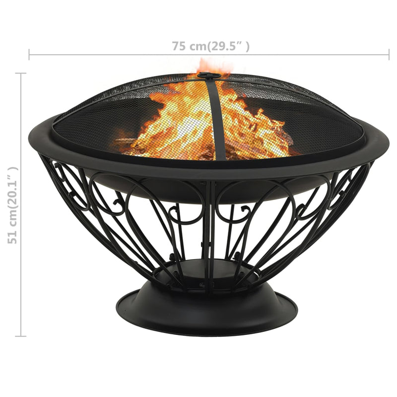 Dealsmate  Fire Pit with Poker 75 cm XXL Steel