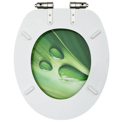 Dealsmate  WC Toilet Seats with Soft Close Lid 2 pcs MDF Green Water Drop Design