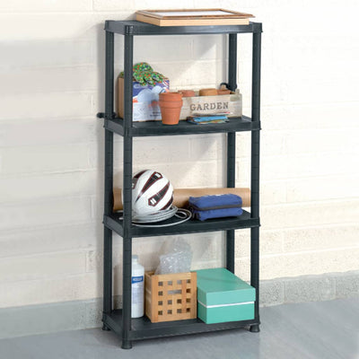 Dealsmate  Storage Shelf 4-Tier Black 61x30.5x130 cm Plastic