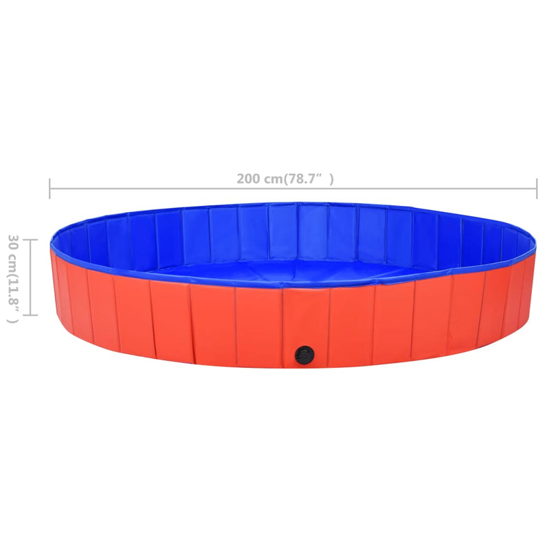 Dealsmate  Foldable Dog Swimming Pool Red 200x30 cm PVC