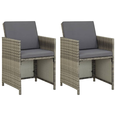 Dealsmate  Garden Chairs 2 pcs with Cushions Poly Rattan Grey