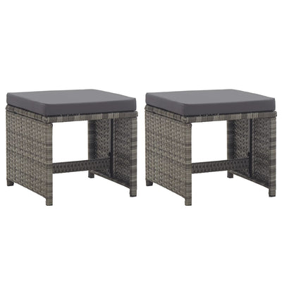 Dealsmate  Garden Stools with Cushions 2 pcs Poly Rattan Anthracite