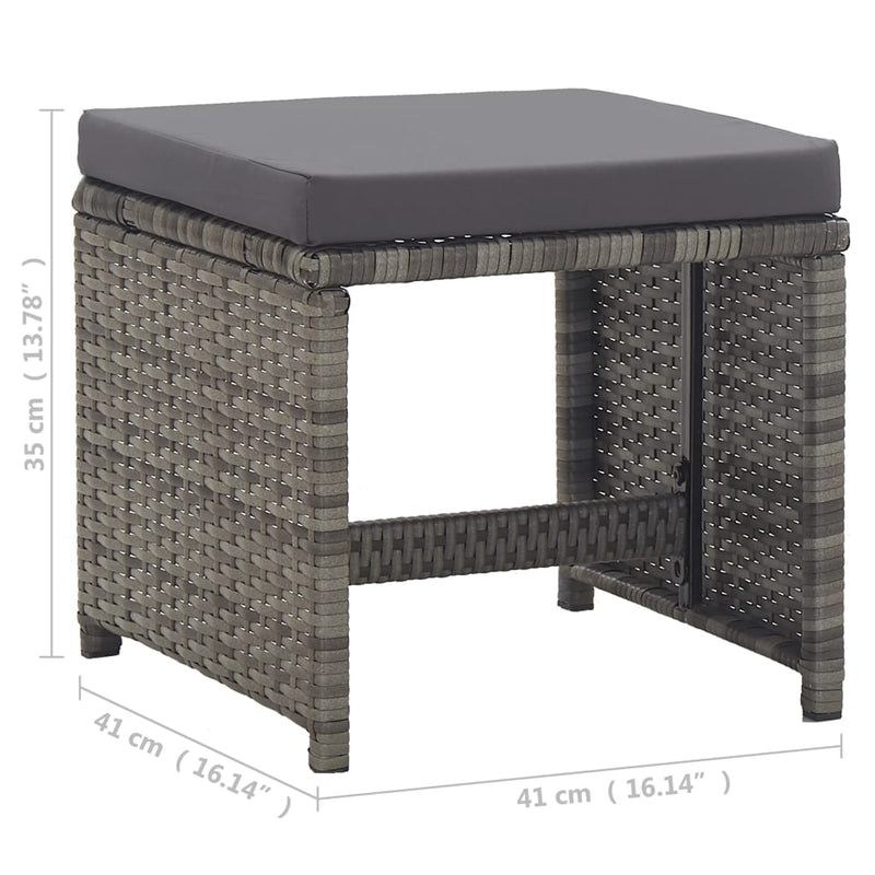 Dealsmate  Garden Stools with Cushions 2 pcs Poly Rattan Anthracite