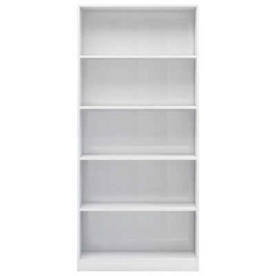 Dealsmate  5-Tier Book Cabinet High Gloss White 80x24x175 cm Engineered Wood