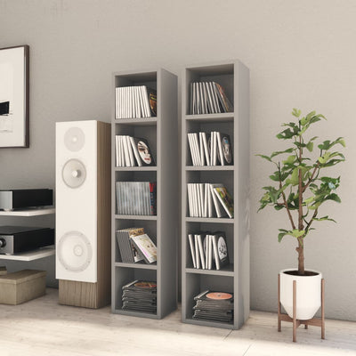 Dealsmate  CD Cabinets 2 pcs Grey 21x16x93.5 cm Chipboard
