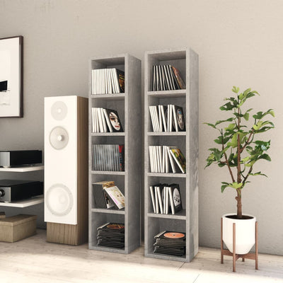 Dealsmate  CD Cabinets 2 pcs Concrete Grey 21x16x93.5 cm Engineered Wood